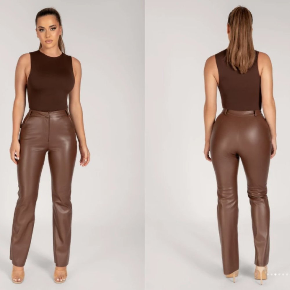 Meshki Brown Leather Pants